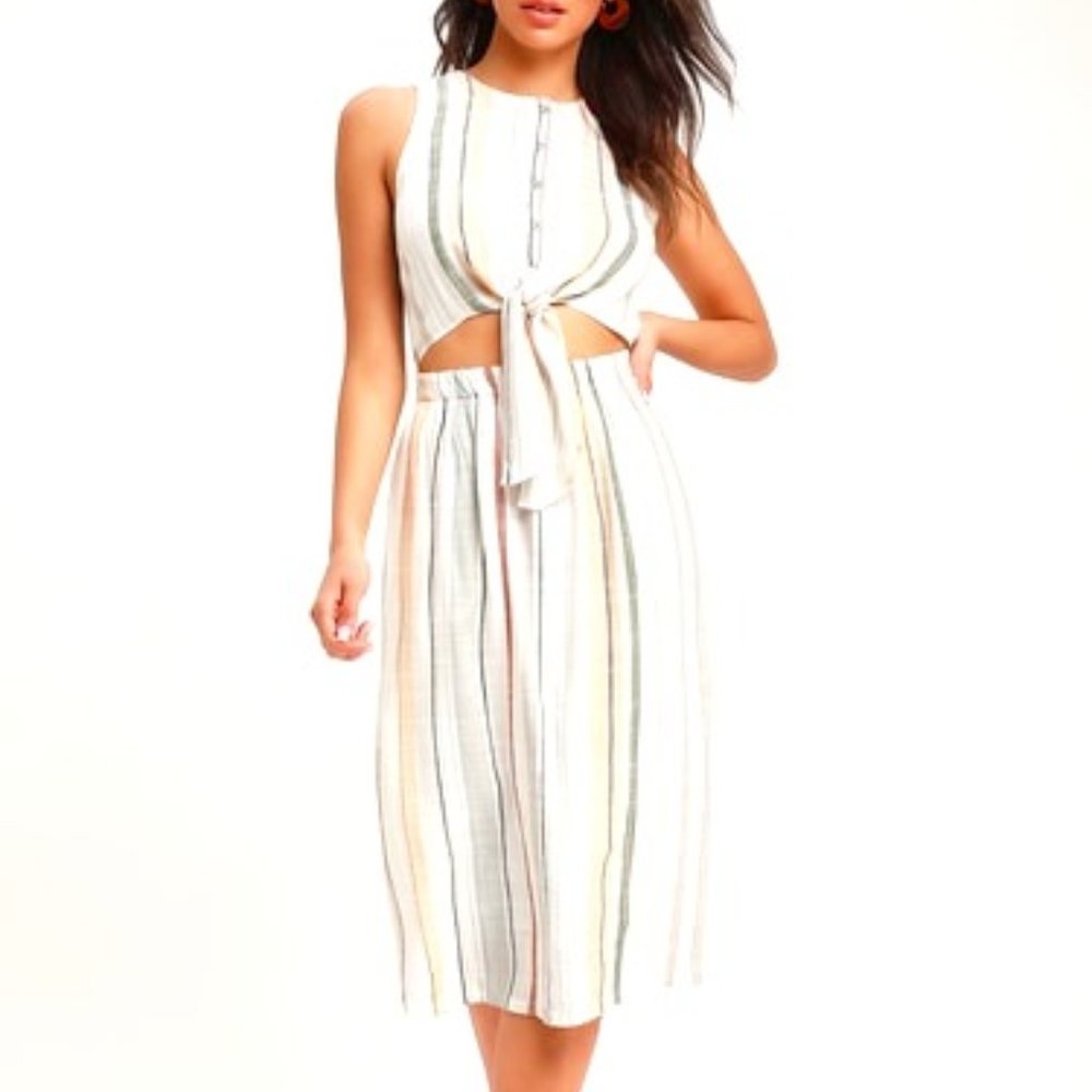 RVCA maxi cutout midi dress striped